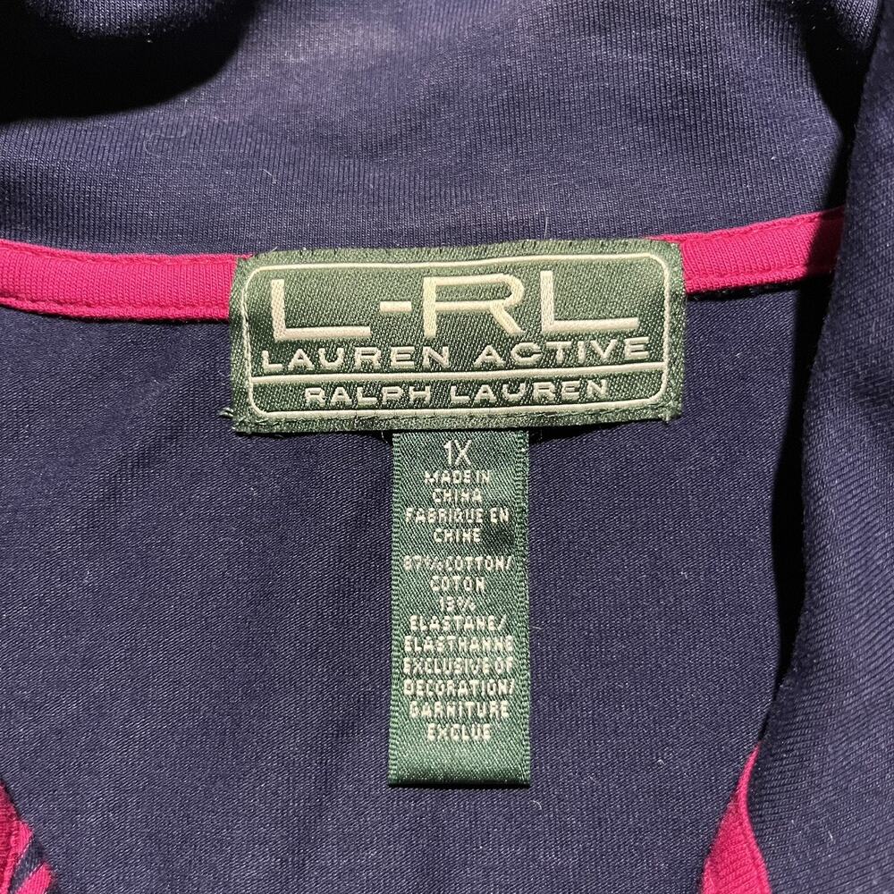 LRL Lauren Active Ralph Lauren Womens Jacket Size 1X Blue Pink Stripe Full Zip - Picture 6 of 8
